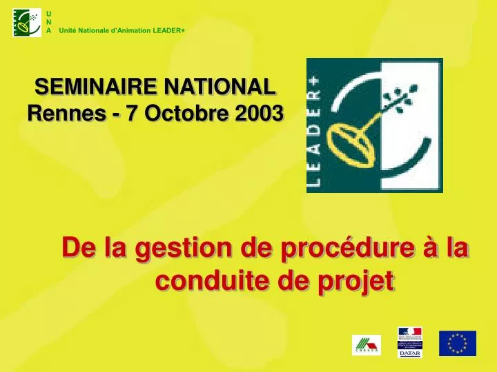 seminaire national rennes 7 octobre 2003