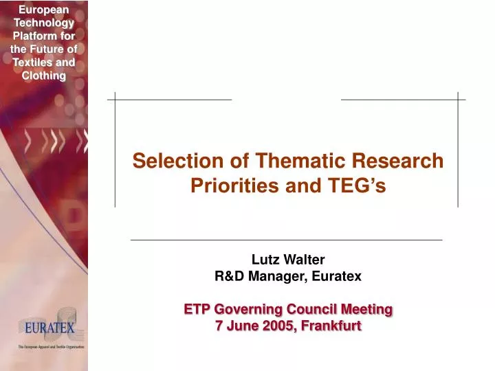 selection of thematic research priorities and teg s