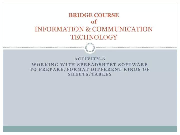 bridge course of information communication technology