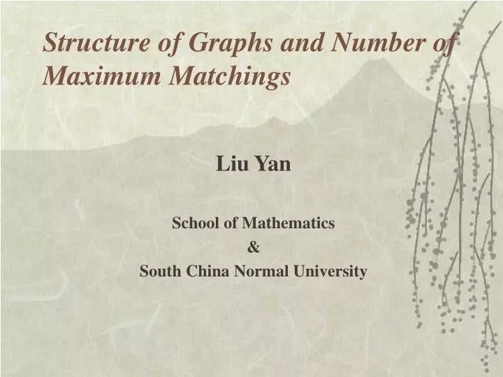 structure of graphs and number of maximum matchings