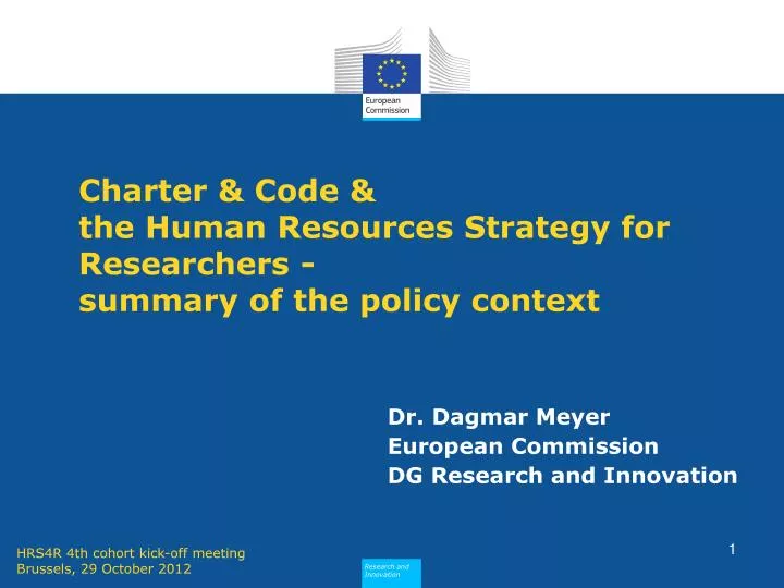 charter code the human resources strategy for researchers summary of the policy context