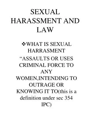SEXUAL HARASSMENT AND LAW
