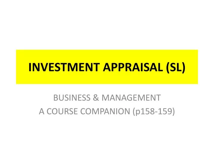 investment appraisal sl