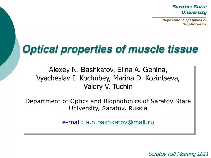 optical properties of muscle tissue