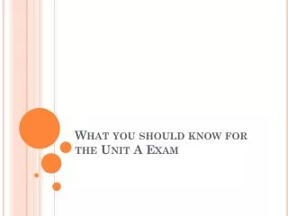 What you should know for the Unit A Exam