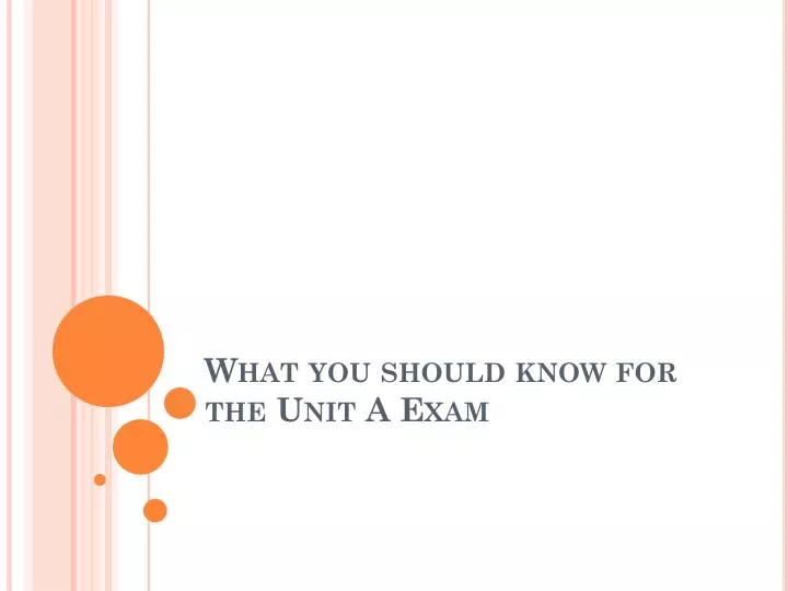 what you should know for the unit a exam
