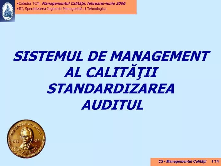 sistem ul de management al c alit ii standardizarea auditul