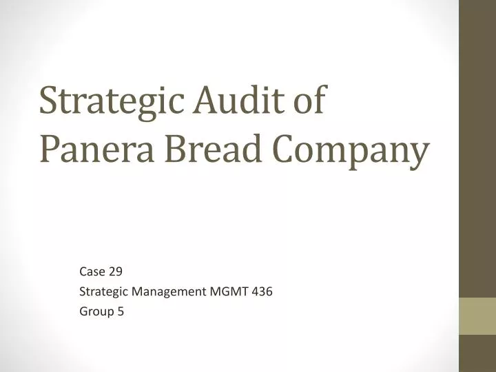 strategic audit of panera bread company