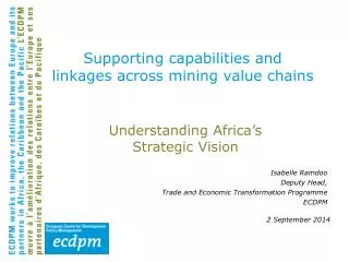 Supporting capabilities and linkages across mining value chains