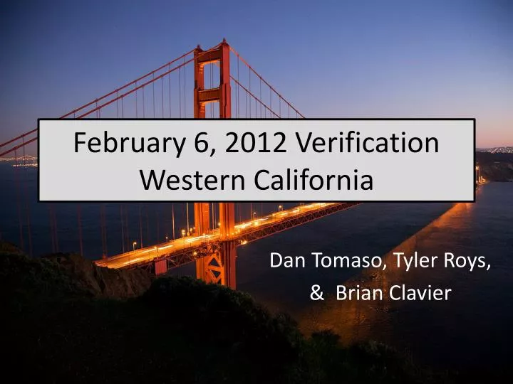 february 6 2012 verification western california