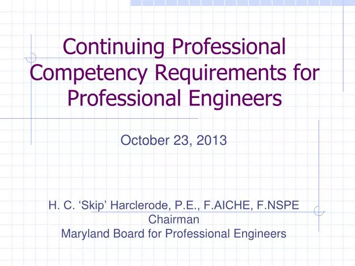 continuing professional competency requirements for professional engineers