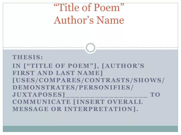 title of poem author s name