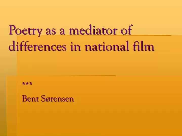 poetry as a mediator of differences in national film