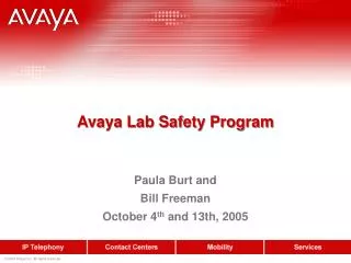 Avaya Lab Safety Program