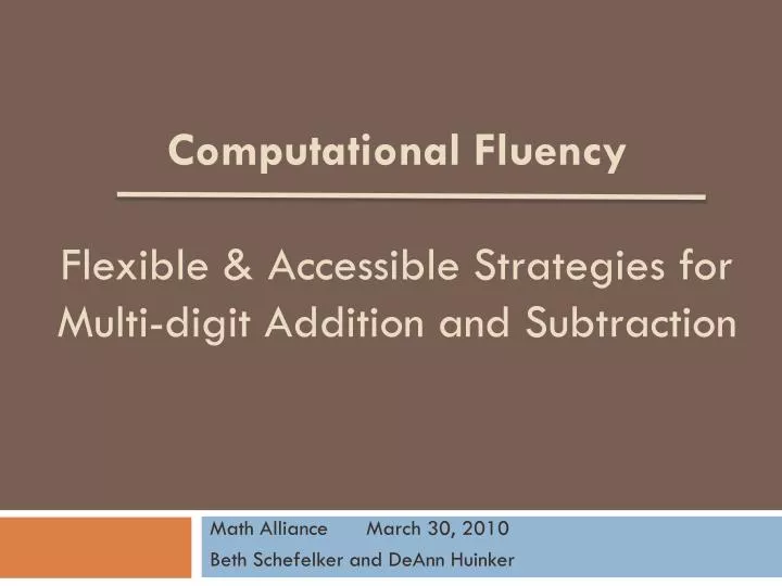 computational fluency flexible accessible strategies for multi digit addition and subtraction
