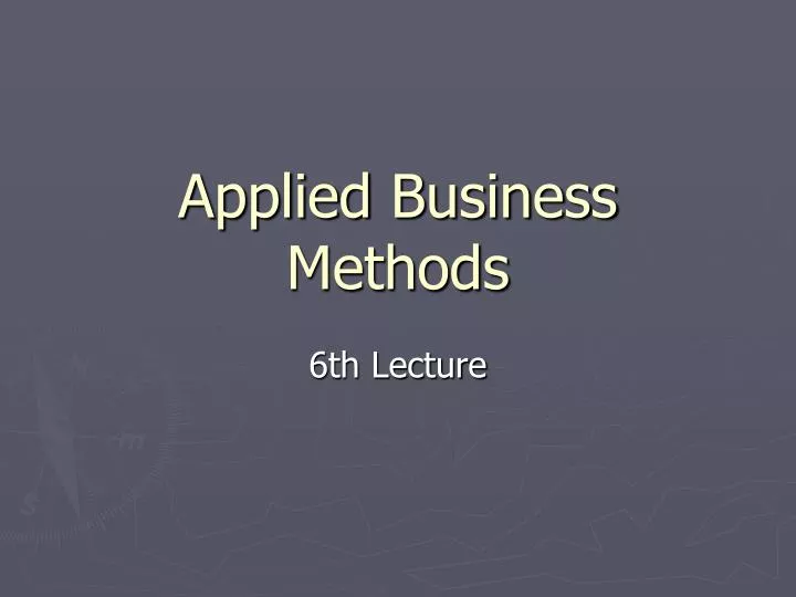 applied business methods