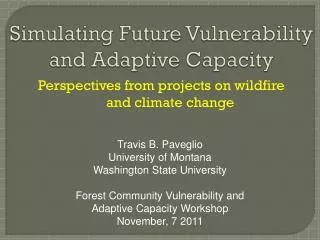 Simulating Future Vulnerability and Adaptive Capacity