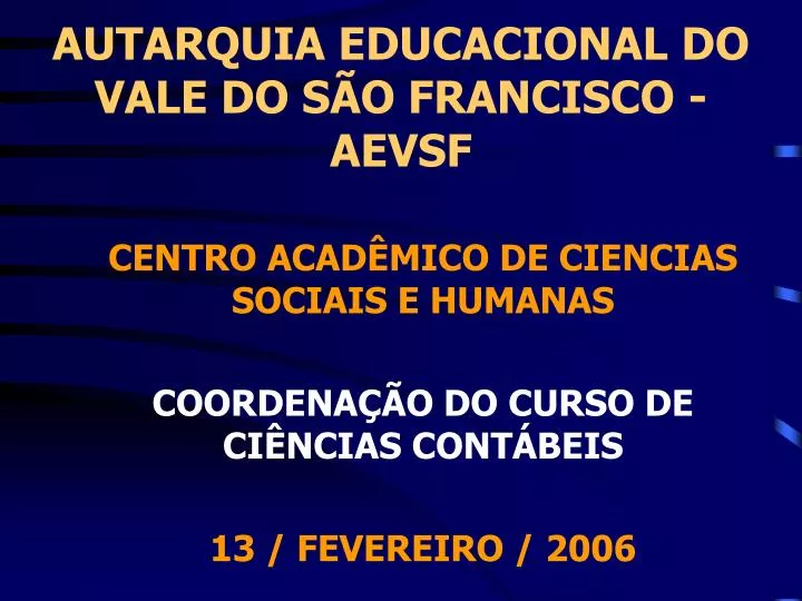 autarquia educacional do vale do s o francisco aevsf