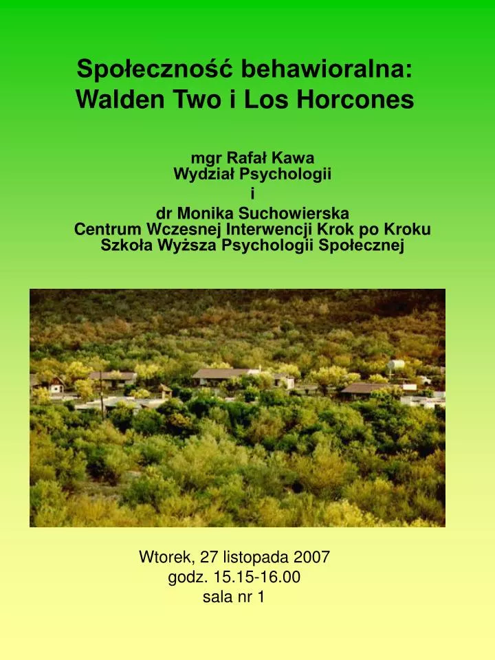 spo eczno behawioralna walden two i los horcones