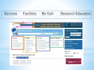 Services	Facilities	My Cart	Research Education