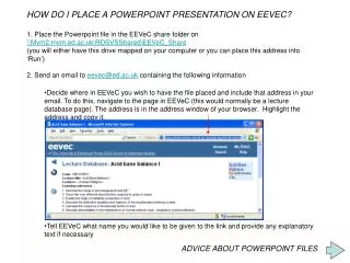 HOW DO I PLACE A POWERPOINT PRESENTATION ON EEVEC?