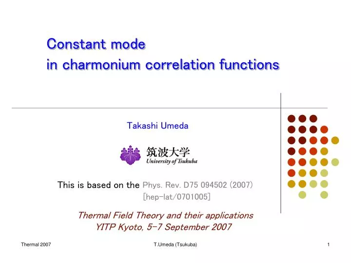 constant mode in charmonium correlation functions