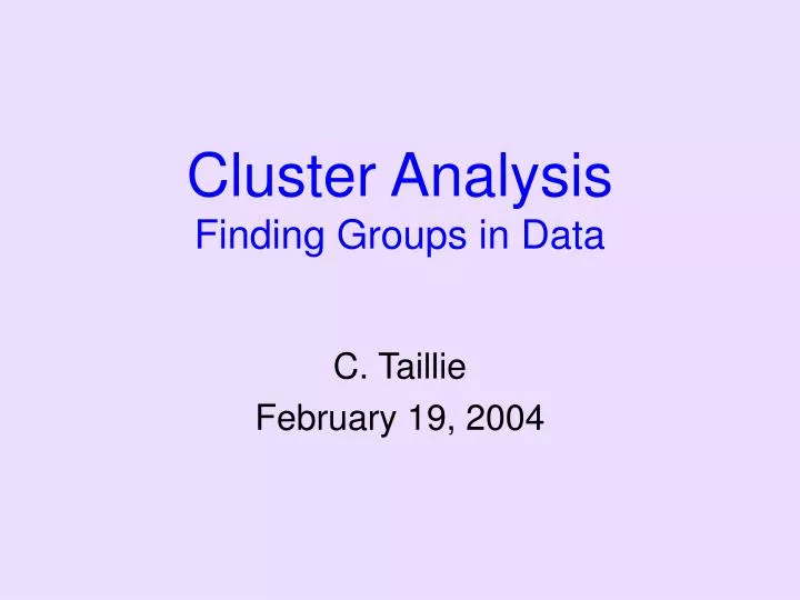 cluster analysis finding groups in data
