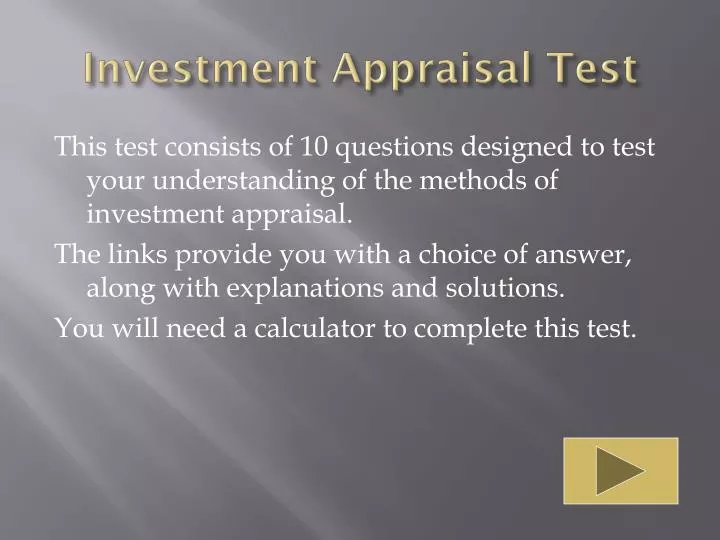 investment appraisal test
