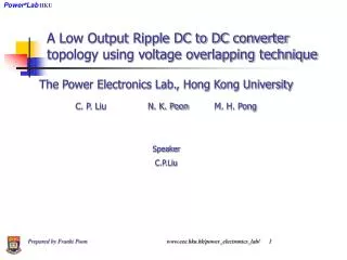 A Low Output Ripple DC to DC converter topology using voltage overlapping technique