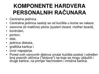 komponente hardvera personalnih ra unara