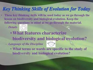 Key Thinking Skills of Evolution for Today