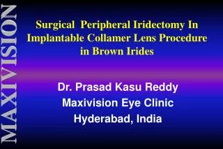 Dr. Prasad Kasu Reddy Maxivision Eye Clinic Hyderabad, India