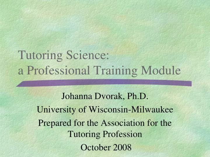 tutoring science a professional training module