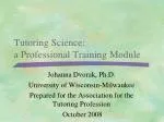 Tutoring Science: a Professional Training Module - slide 1