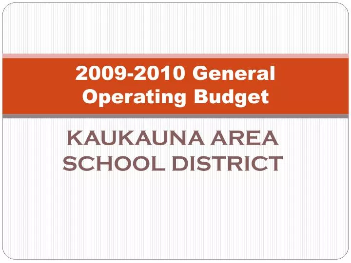 2009 2010 general operating budget