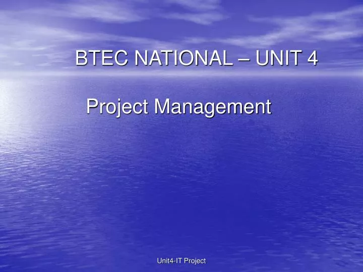 btec national unit 4 project management