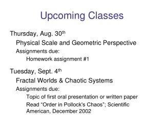 Upcoming Classes