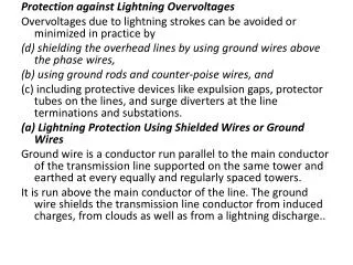 Protection against Lightning Overvoltages
