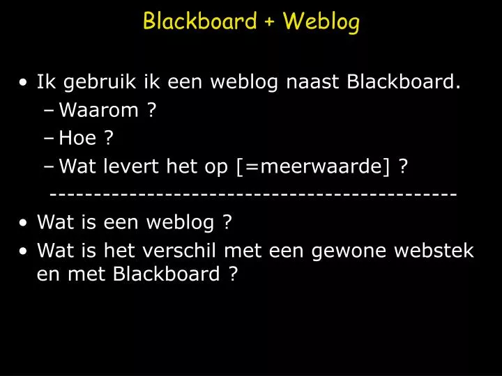 blackboard weblog