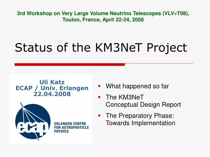 status of the km3net project