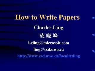 How to Write Papers