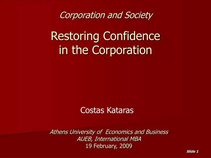 corporation and society restoring confidence in the corporation