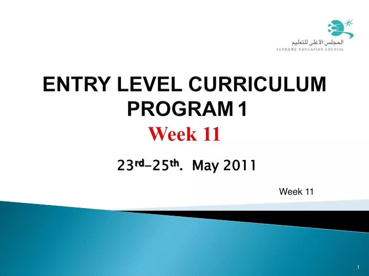 entry level curriculum program 1 week 11