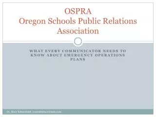 OSPRA Oregon Schools Public Relations Association