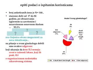 op ti podaci o ispitanim korisnicama