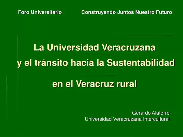 la universidad veracruzana y el tr nsito hacia la sustentabilidad en el veracruz rural