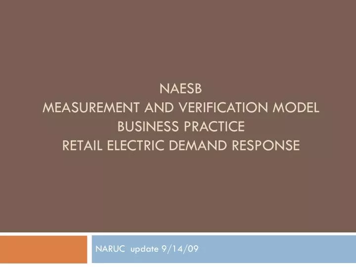 naesb measurement and verification model business practice retail electric demand response