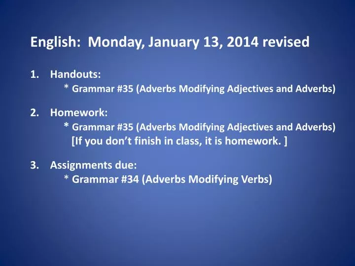 english mon day january 13 2014 revised