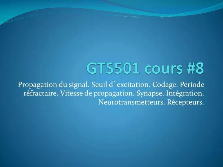 gts501 cours 8