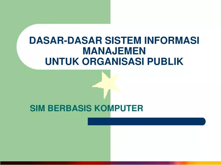 dasar dasar sistem informasi manajemen untuk organisasi publik